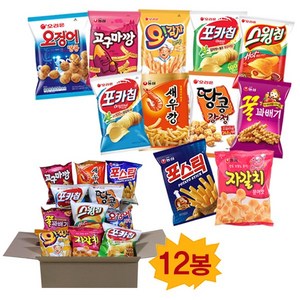 과자세트 오리온 농심 스낵모음 460g(12봉) 맛있는과자 회사간식 간식박스