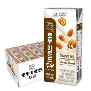[건국우유] 호두아몬드 두유 24팩, 190ml, 24개