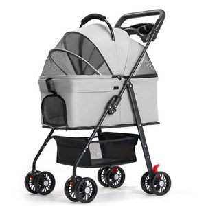 접이식 분리식 반려동물 이동 카트 강아지유모차, 그레이, 1개