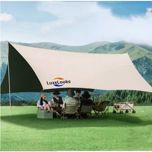 LuxeLooks 아웃도어 타프 방수 자외선 차단 휴대용 캠핑 천막  3x3cm