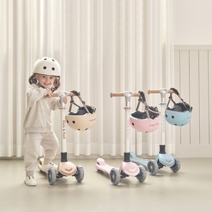 베네베네 킥앤롤 광폭 LED 폴딩 유아 아기 어린이 킥보드 스쿠터 접이식 씽씽카, 브라운, 1개